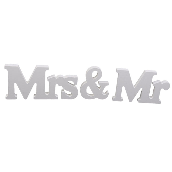 Wooden Mr & Mrs Letters Bridal Wedding Home Decoration Gift White