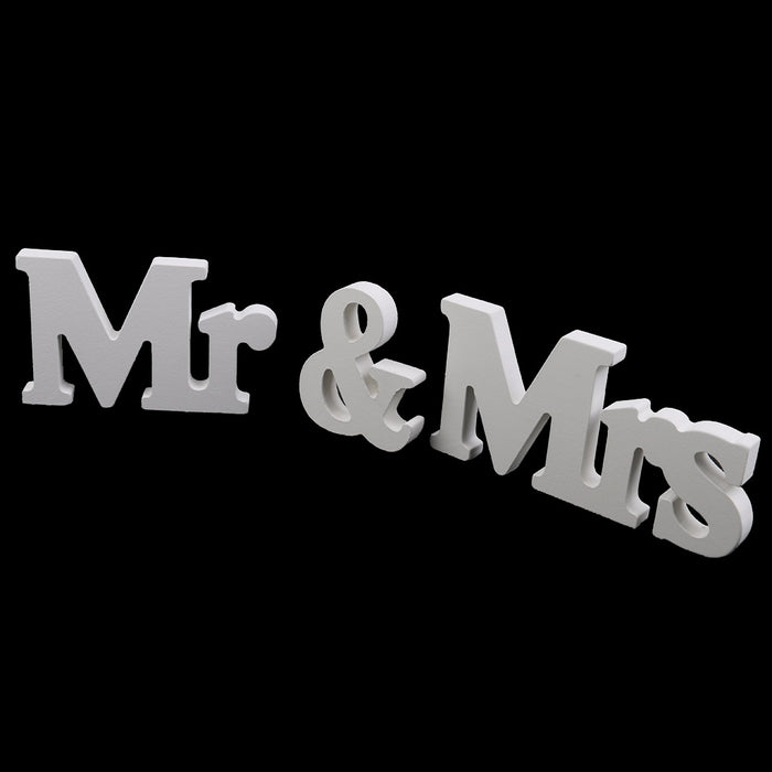 Wooden Mr & Mrs Letters Bridal Wedding Home Decoration Gift White