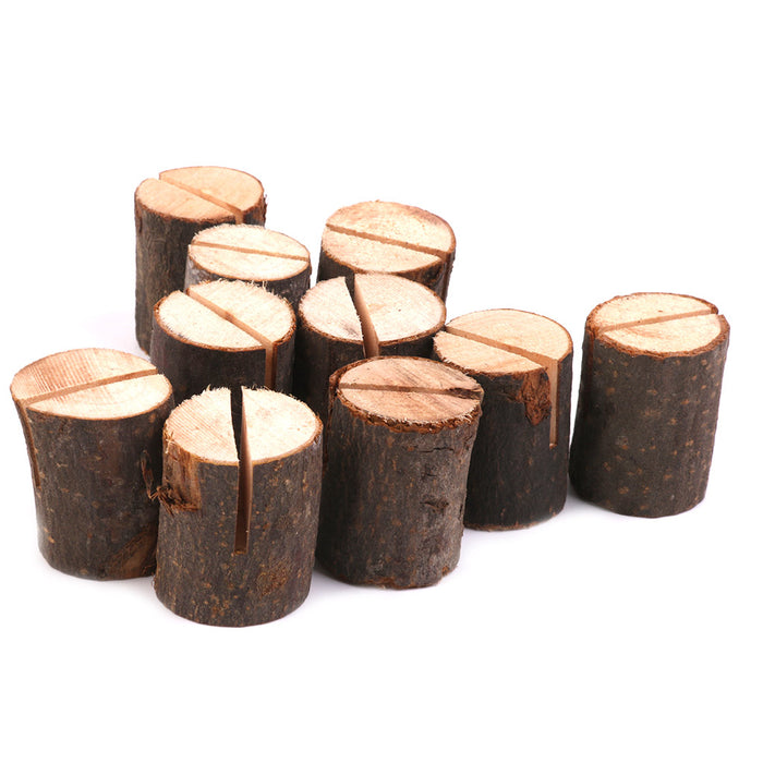 Crofta Mini Wooden Log Place Name Holders Menu Photo Rustic Table Decor Wedding Party Birthday Supplies Pack Of 20PCS