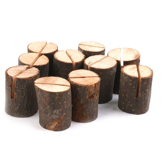 Crofta Mini Wooden Log Place Name Holders Menu Photo Rustic Table Decor Wedding Party Birthday Supplies Pack Of 20PCS