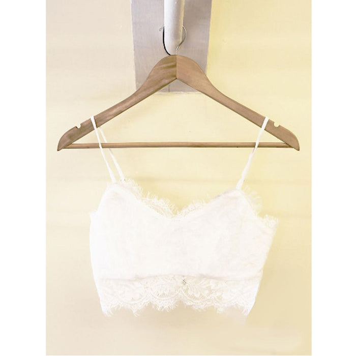 White Lace Embroidered Eyelash Hollow Wrapped Chest Short Shoulder Strap Bra