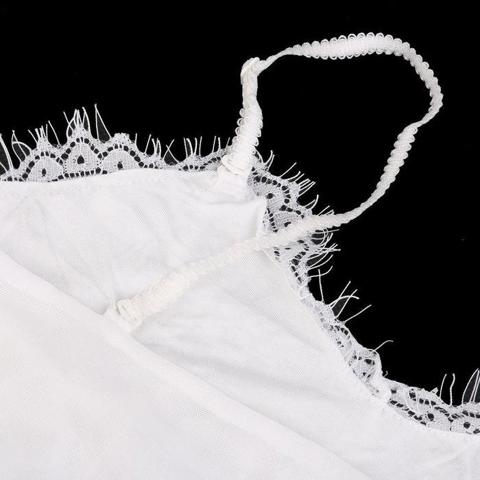 White Lace Embroidered Eyelash Hollow Wrapped Chest Short Shoulder Strap Bra