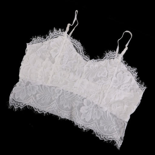 White Lace Embroidered Eyelash Hollow Wrapped Chest Short Shoulder Strap Bra