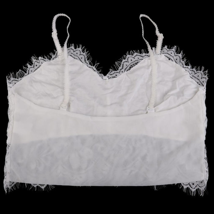 White Lace Embroidered Eyelash Hollow Wrapped Chest Short Shoulder Strap Bra