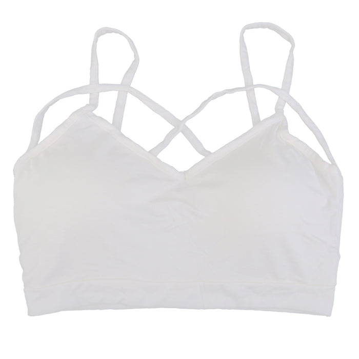 White Cross Strap Hollow Wrapped Chest Short Pad Bra