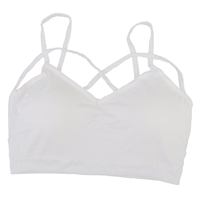 White Cross Strap Hollow Wrapped Chest Short Pad Bra