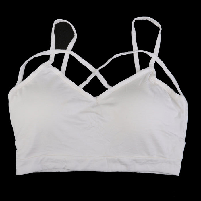 White Cross Strap Hollow Wrapped Chest Short Pad Bra