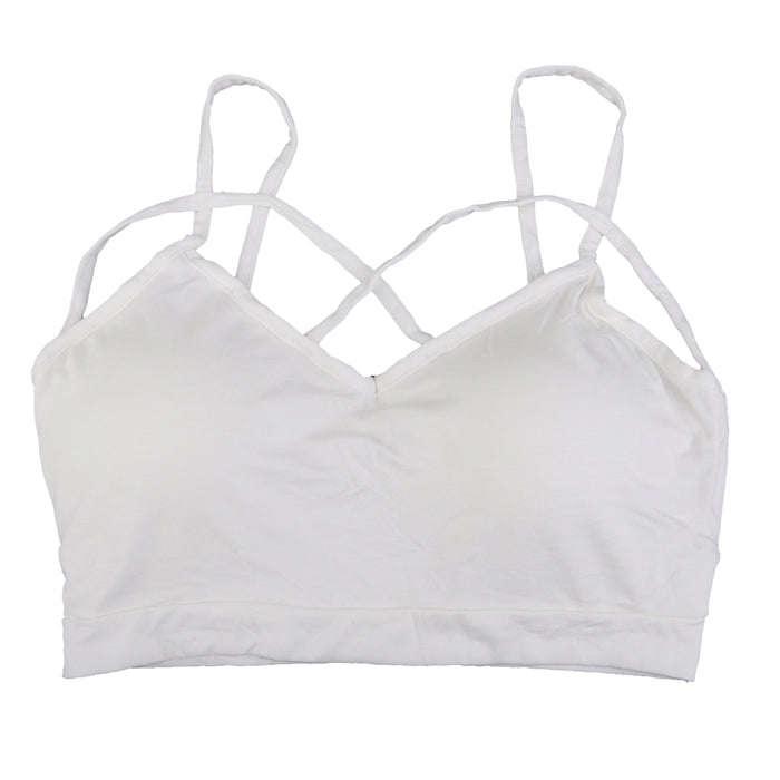 White Cross Strap Hollow Wrapped Chest Short Pad Bra