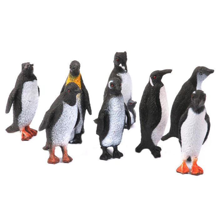 Plastic Penguin Ocean Animal Model Toy Gift 8pcs Black + White