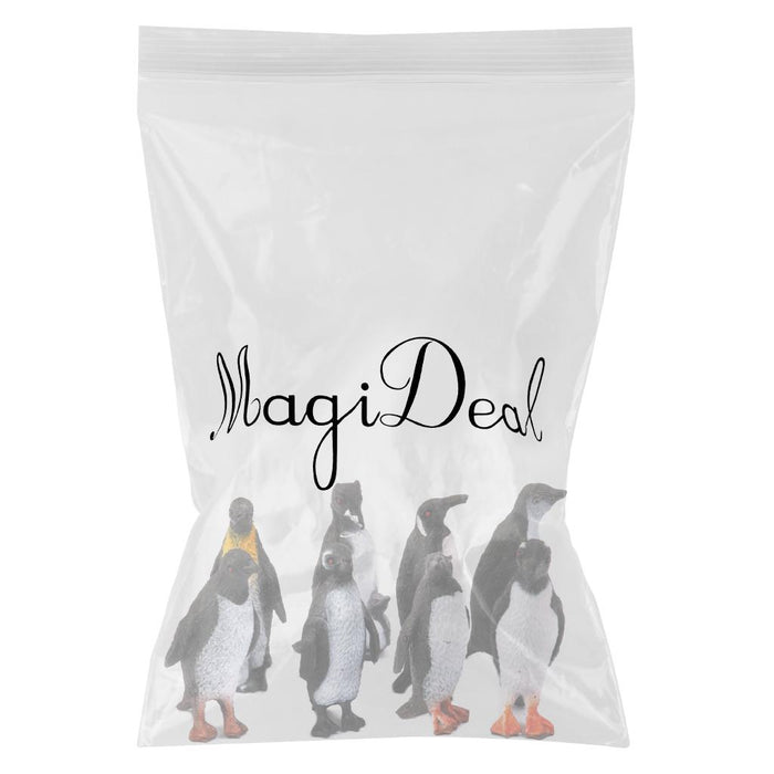 Plastic Penguin Ocean Animal Model Toy Gift 8pcs Black + White