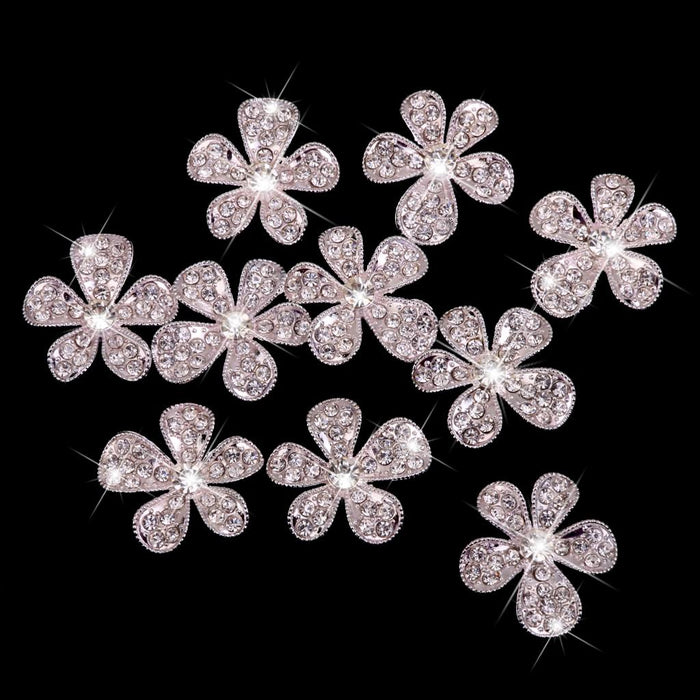 Crofta 20 Piece Crystal Diamante Flower Button Flatback Embellishment Crafts 26mm