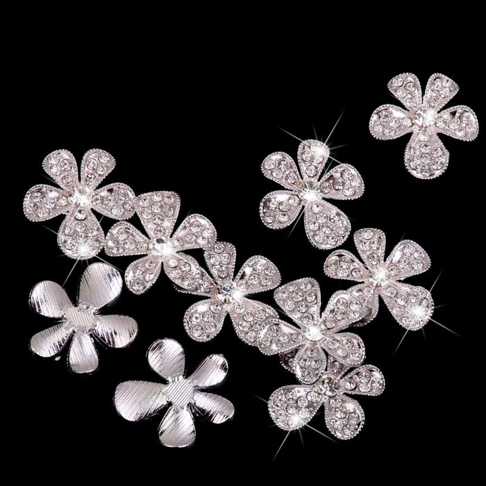 Crofta 20 Piece Crystal Diamante Flower Button Flatback Embellishment Crafts 26mm