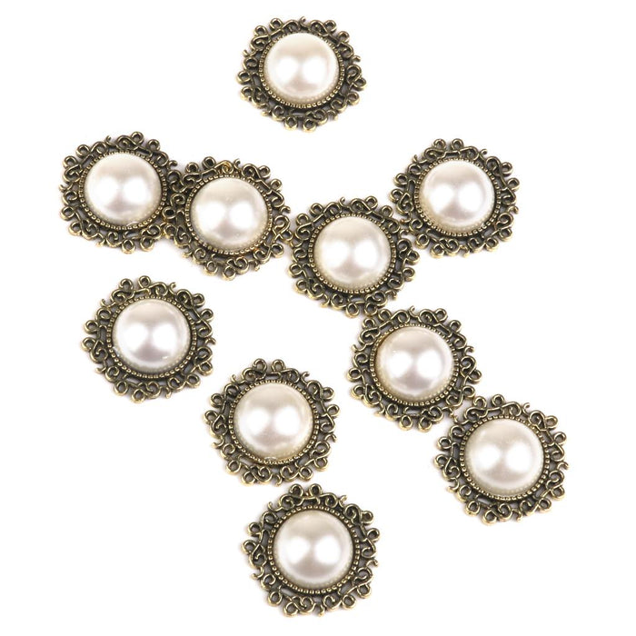 Crofta 50 Pieces Faux Pearl Buttons Flatback for Decoration DIY 25mm