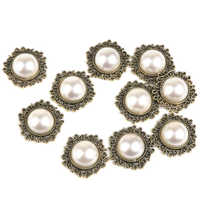 Crofta 40Pieces Assorted Pearl Crystal Flatback Buttons Embellishments for Crafts