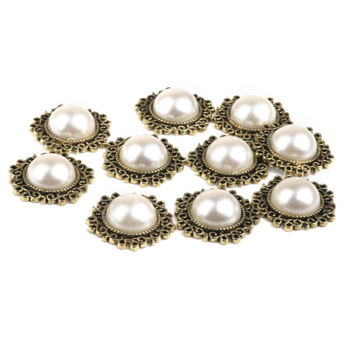 Crofta 50 Pieces Faux Pearl Buttons Flatback for Decoration DIY 25mm