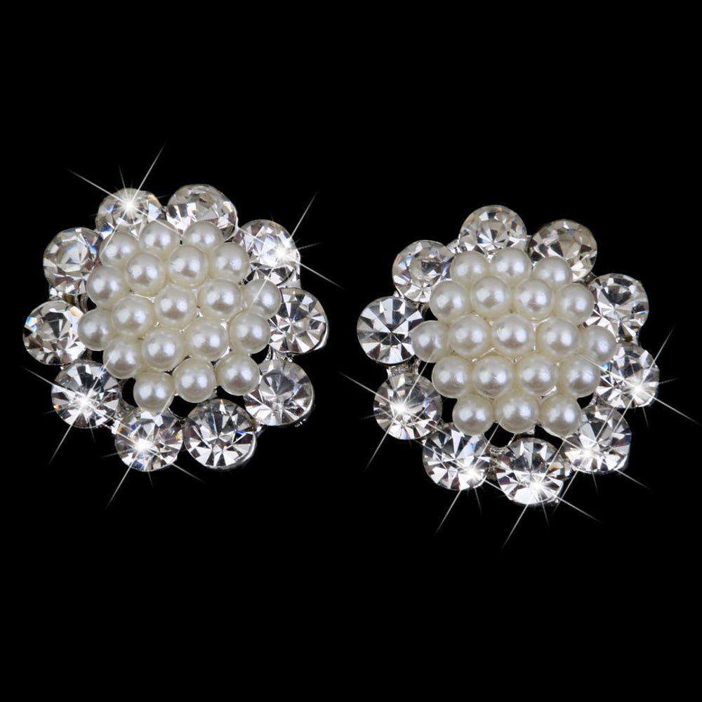 Crofta 20 Pieces Crystal Diamante Pearl Brooch Button DIY Wedding Bouquet Decor