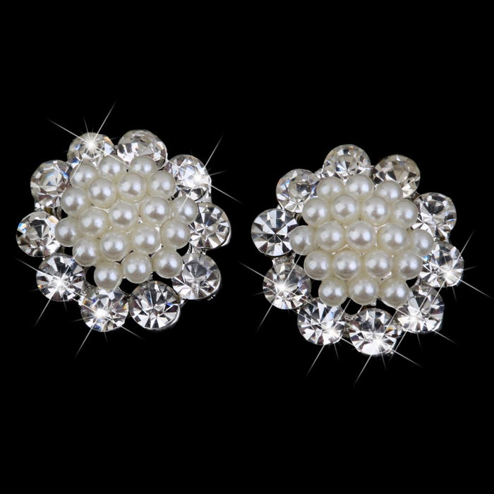 Crofta 20 Pieces Crystal Diamante Pearl Brooch Button DIY Wedding Bouquet Decor