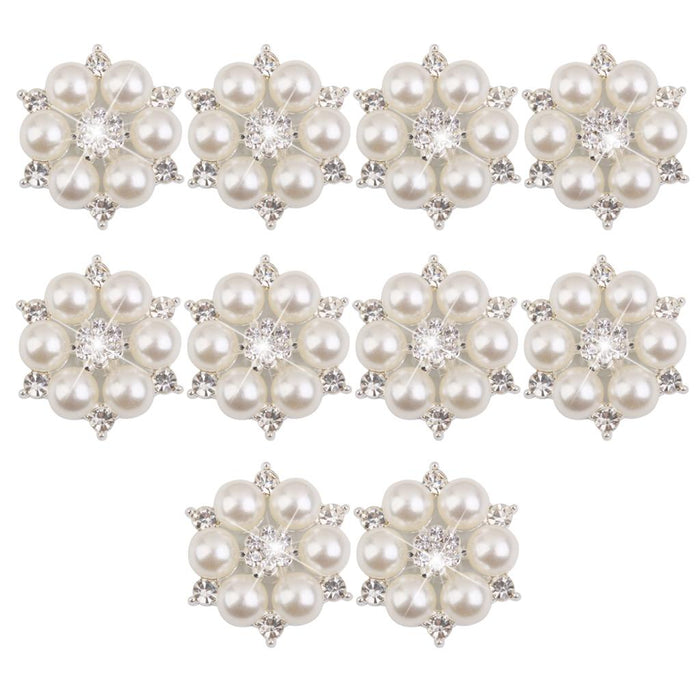 Crofta 50 Pieces Crystal Faux Pearl Flower Button Decoration DIY 28mm