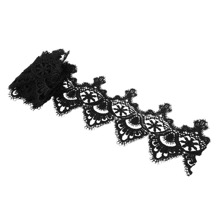 3yd Black Skirt Embroidered Trim Lace Trimming Crafts Sewing DIY Supplies