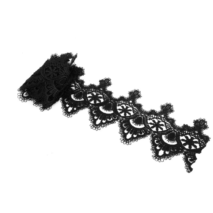 3yd Black Skirt Embroidered Trim Lace Trimming Crafts Sewing DIY Supplies