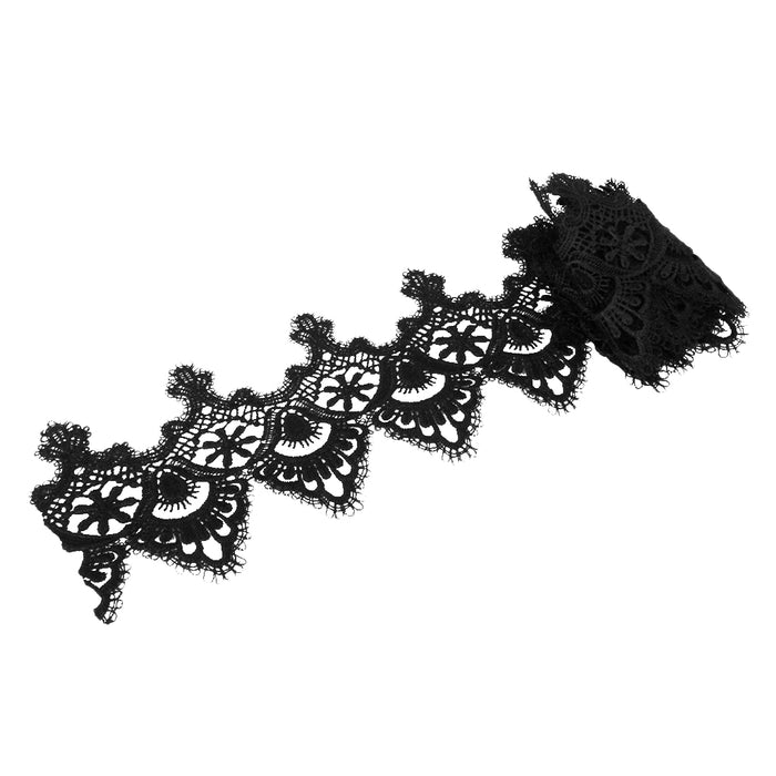 3yd Black Skirt Embroidered Trim Lace Trimming Crafts Sewing DIY Supplies