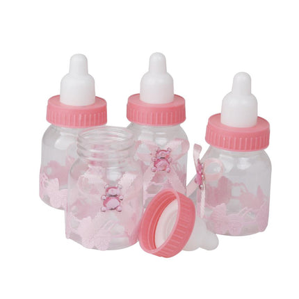 Crofta 12pcs Small Plastic Bottles for Baby Shower Party Favours Kids Gift Bag Fillers Candy Filling Bottles Pink