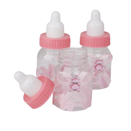 Crofta 12pcs Small Plastic Bottles for Baby Shower Party Favours Kids Gift Bag Fillers Candy Filling Bottles Pink