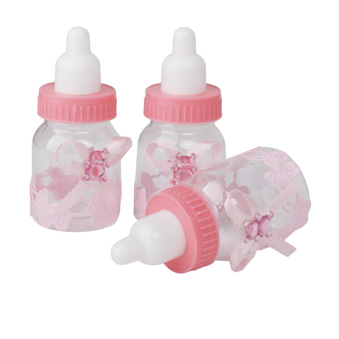 Crofta 12pcs Small Plastic Bottles for Baby Shower Party Favours Kids Gift Bag Fillers Candy Filling Bottles Pink