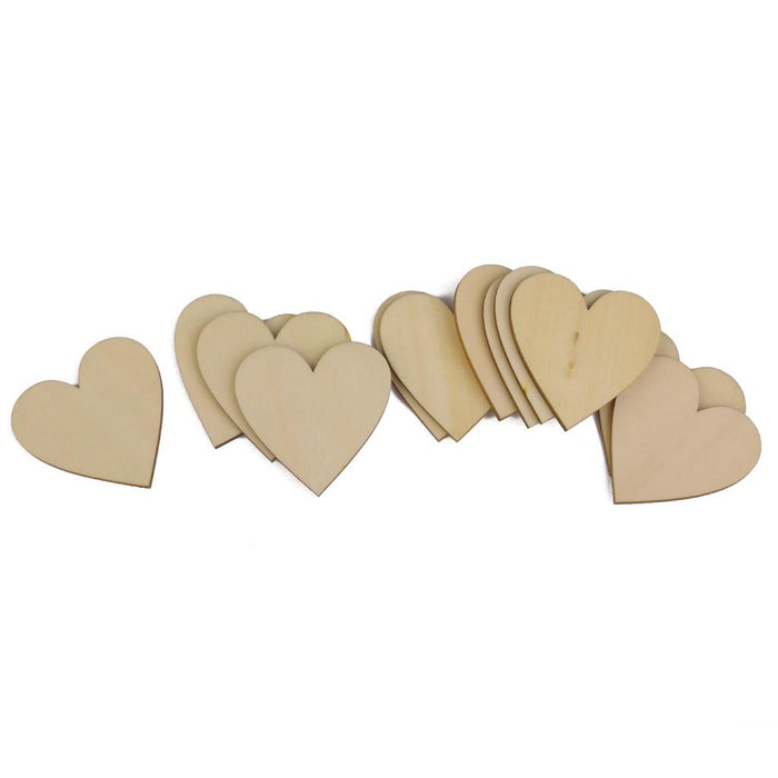 Wooden Blank Heart Embellishments for DIY Crafts 50 x 3mm 25pcs