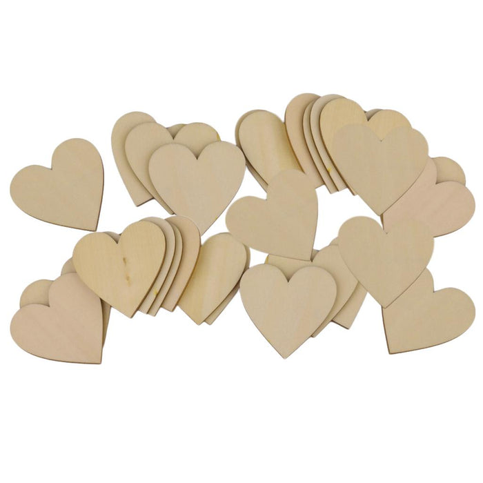 Wooden Blank Heart Embellishments for DIY Crafts 50 x 3mm 25pcs