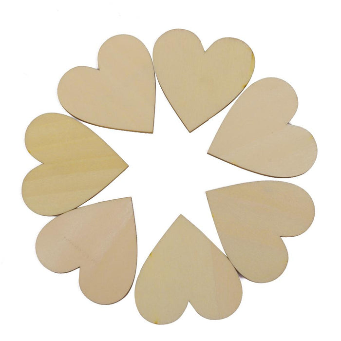 Wooden Blank Heart Embellishments for DIY Crafts 50 x 3mm 25pcs