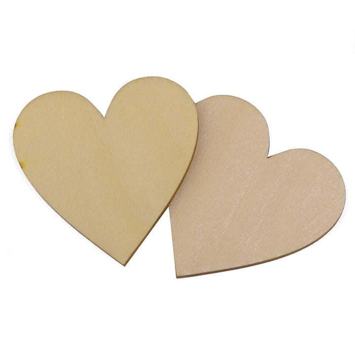 Wooden Blank Heart Embellishments for DIY Crafts 50 x 3mm 25pcs