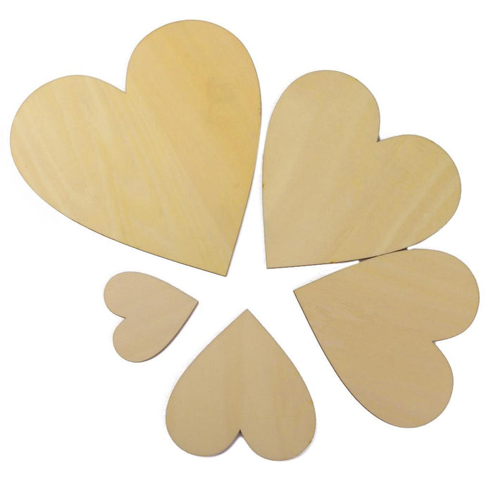 Wooden Blank Heart Embellishments for DIY Crafts 50 x 3mm 25pcs