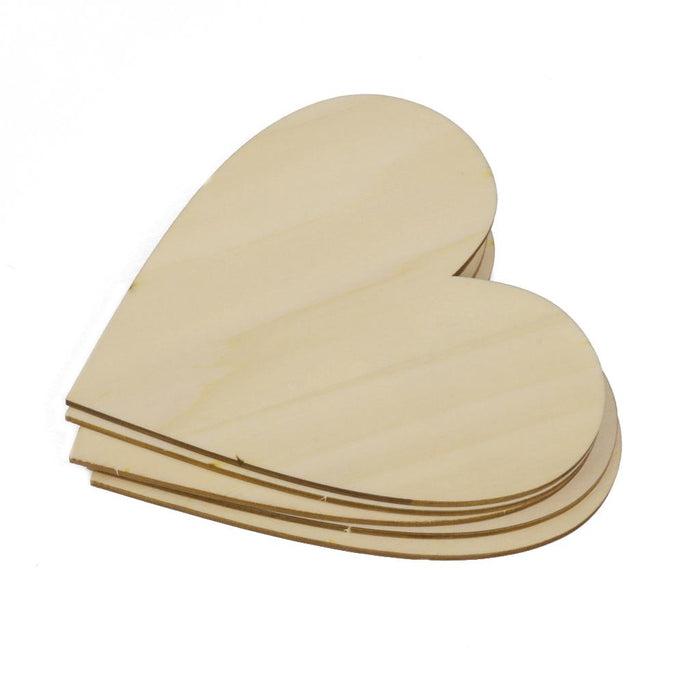 Wooden Blank Heart Embellishments for DIY Crafts 100 x 3mm 5pcs