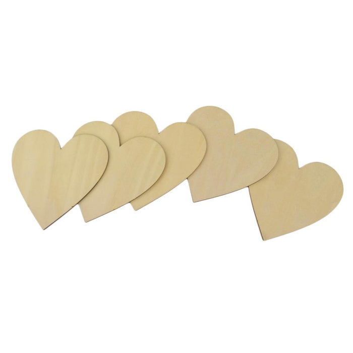 Wooden Blank Heart Embellishments for DIY Crafts 100 x 3mm 5pcs