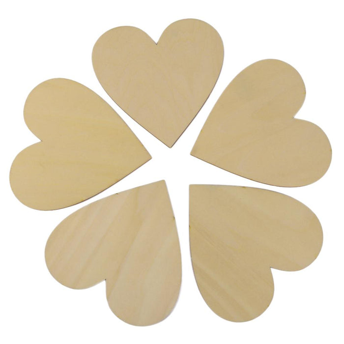 Wooden Blank Heart Embellishments for DIY Crafts 100 x 3mm 5pcs