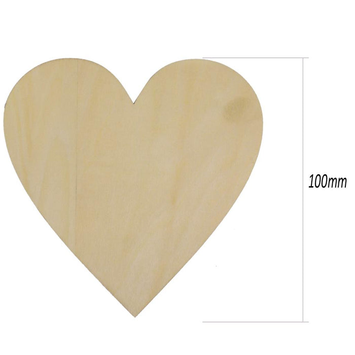 Wooden Blank Heart Embellishments for DIY Crafts 100 x 3mm 5pcs