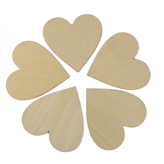 Wooden Blank Heart Embellishments for DIY Crafts 100 x 3mm 5pcs