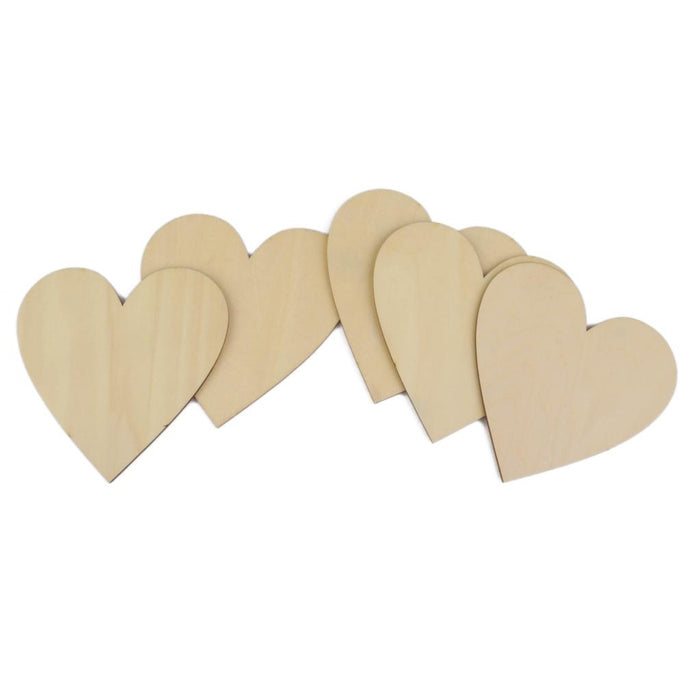 Wooden Blank Heart Embellishments for DIY Crafts 100 x 3mm 5pcs