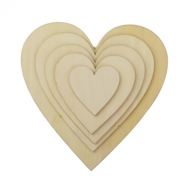 Wooden Blank Heart Embellishments for DIY Crafts 100 x 3mm 5pcs