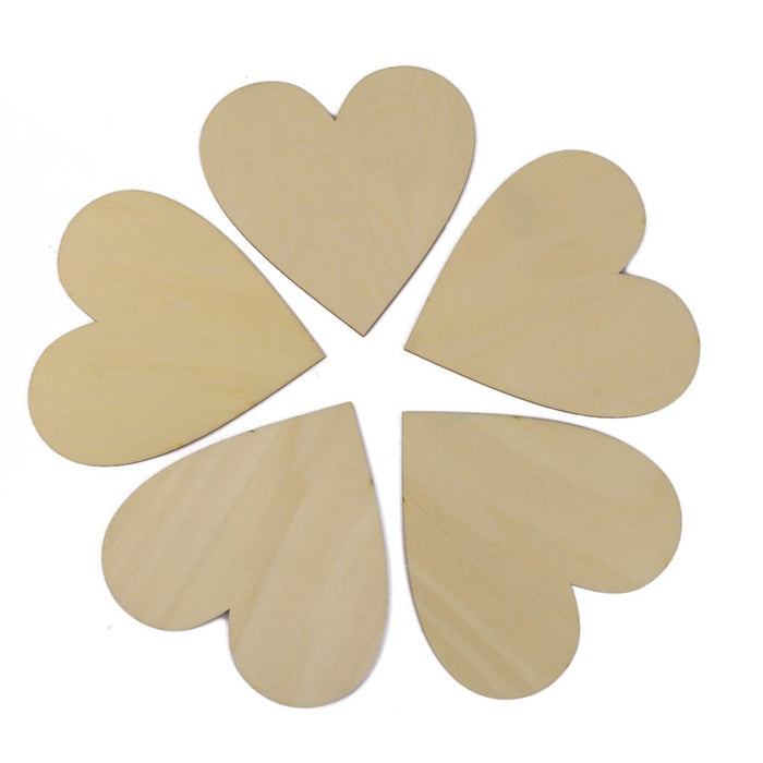 Wooden Blank Heart Embellishments for DIY Crafts 120 x 3mm 5pcs