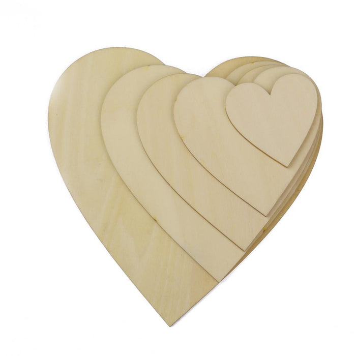 Wooden Blank Heart Embellishments for DIY Crafts 120 x 3mm 5pcs