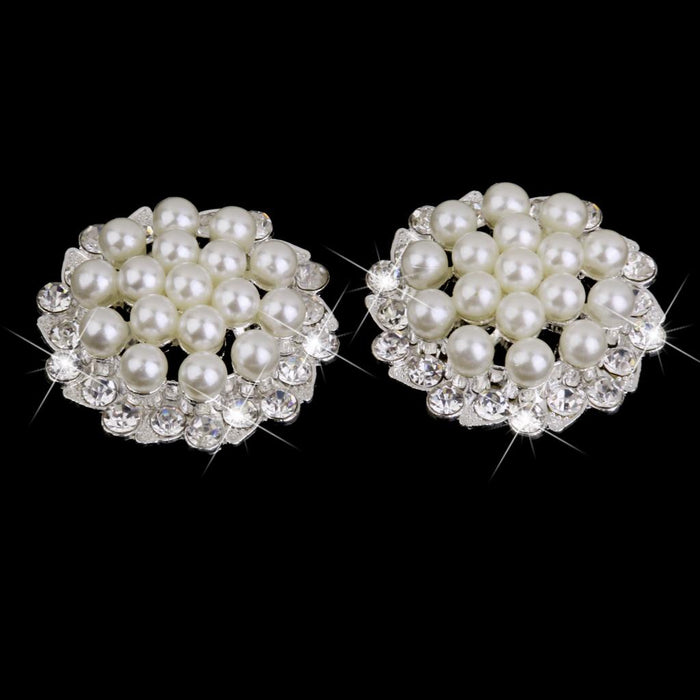 10pcs Crystal Rhinestone Pearl Flower Embellishments Button 30mm