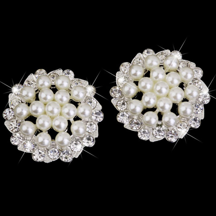 10pcs Crystal Rhinestone Pearl Flower Embellishments Button 30mm