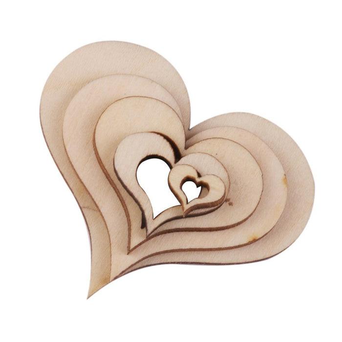 3mm Wooden Blank Hollow Heart Embellishments DIY Crafts 10mm 100pcs