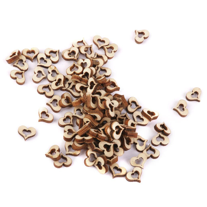 Crofta 300pcs Wooden Blank Hollow Heart Embellishments DIY Crafts 10mm