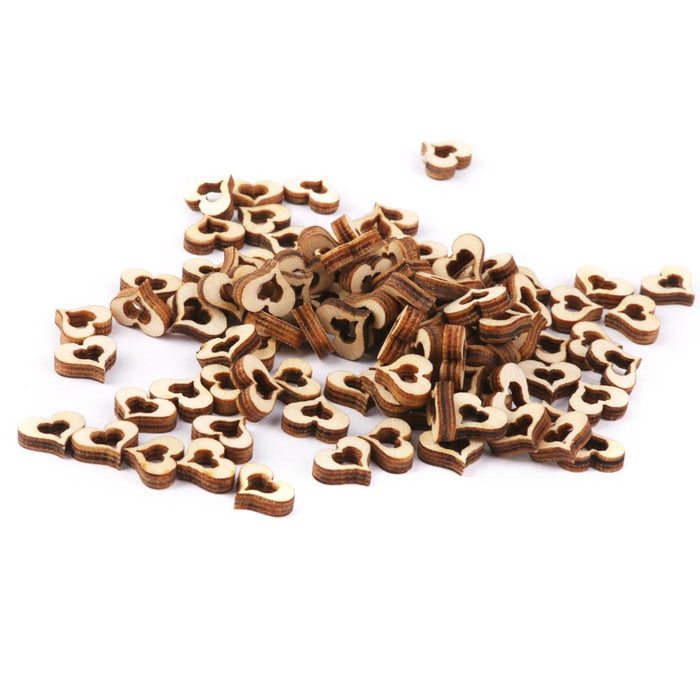 Crofta 200x 3 mm Thick Wooden Blank Hollow Heart Shapes Embellishments DIY Crafts