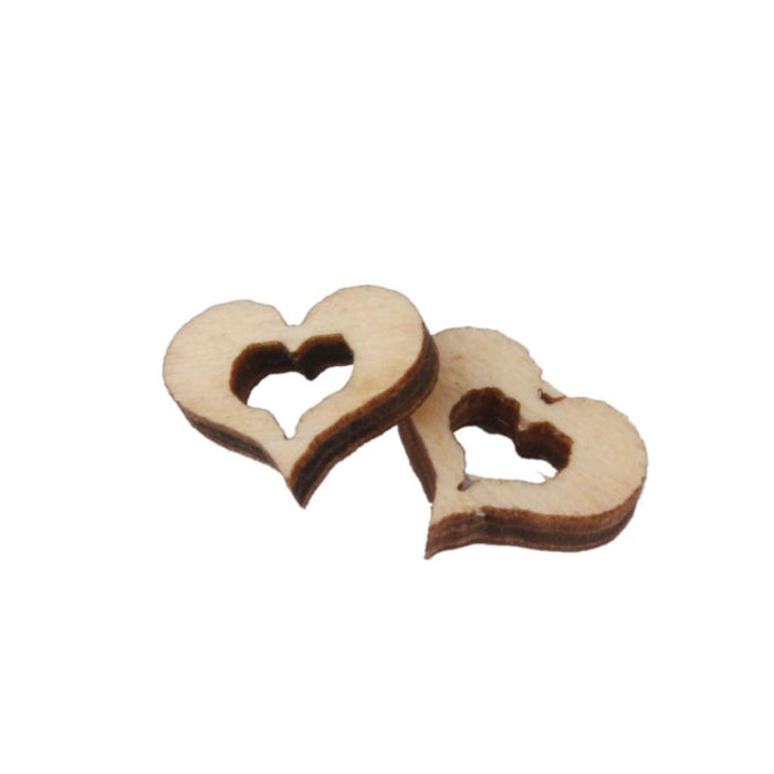 3mm Wooden Blank Hollow Heart Embellishments DIY Crafts 10mm 100pcs