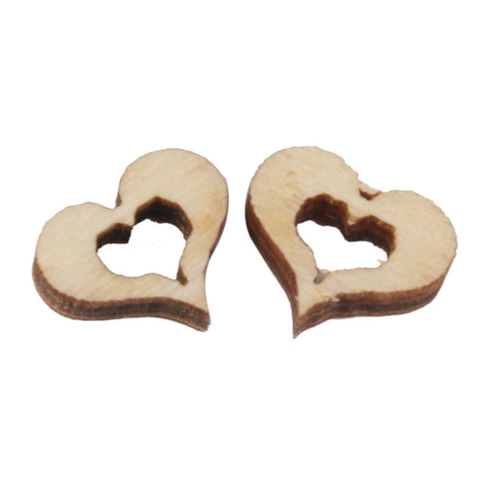 Crofta 300pcs Wooden Blank Hollow Heart Embellishments DIY Crafts 10mm