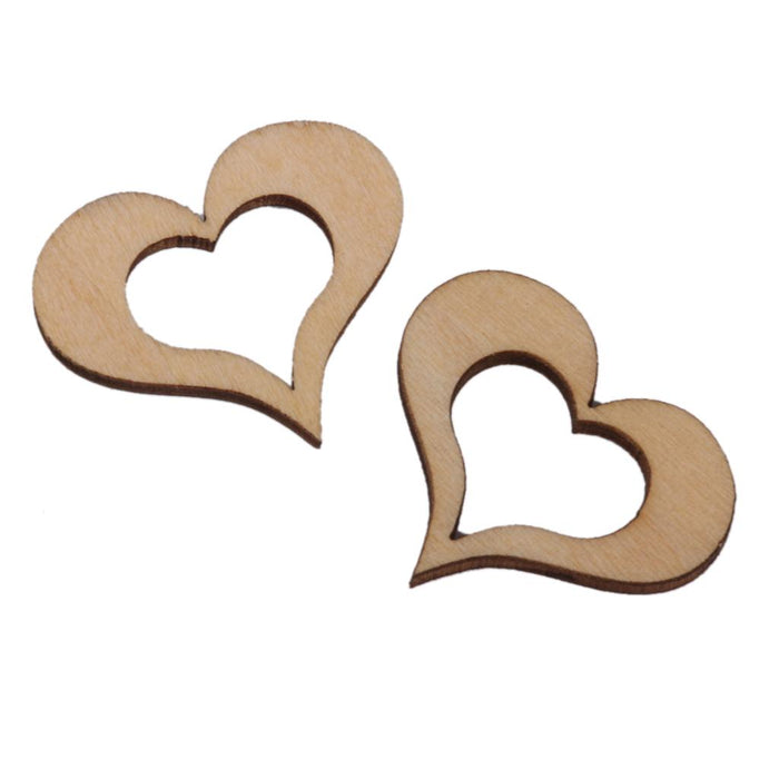 3mm Wooden Blank Hollow Heart Embellishments DIY Crafts 20mm 100pcs